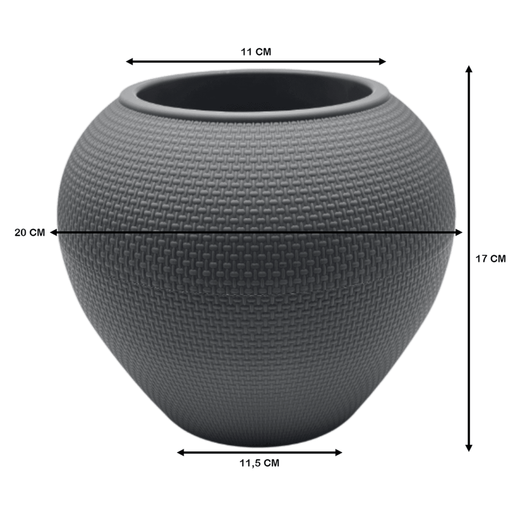 Macetero Plastico Redondo Ovalado Moderno Con Textura S - Fliperex