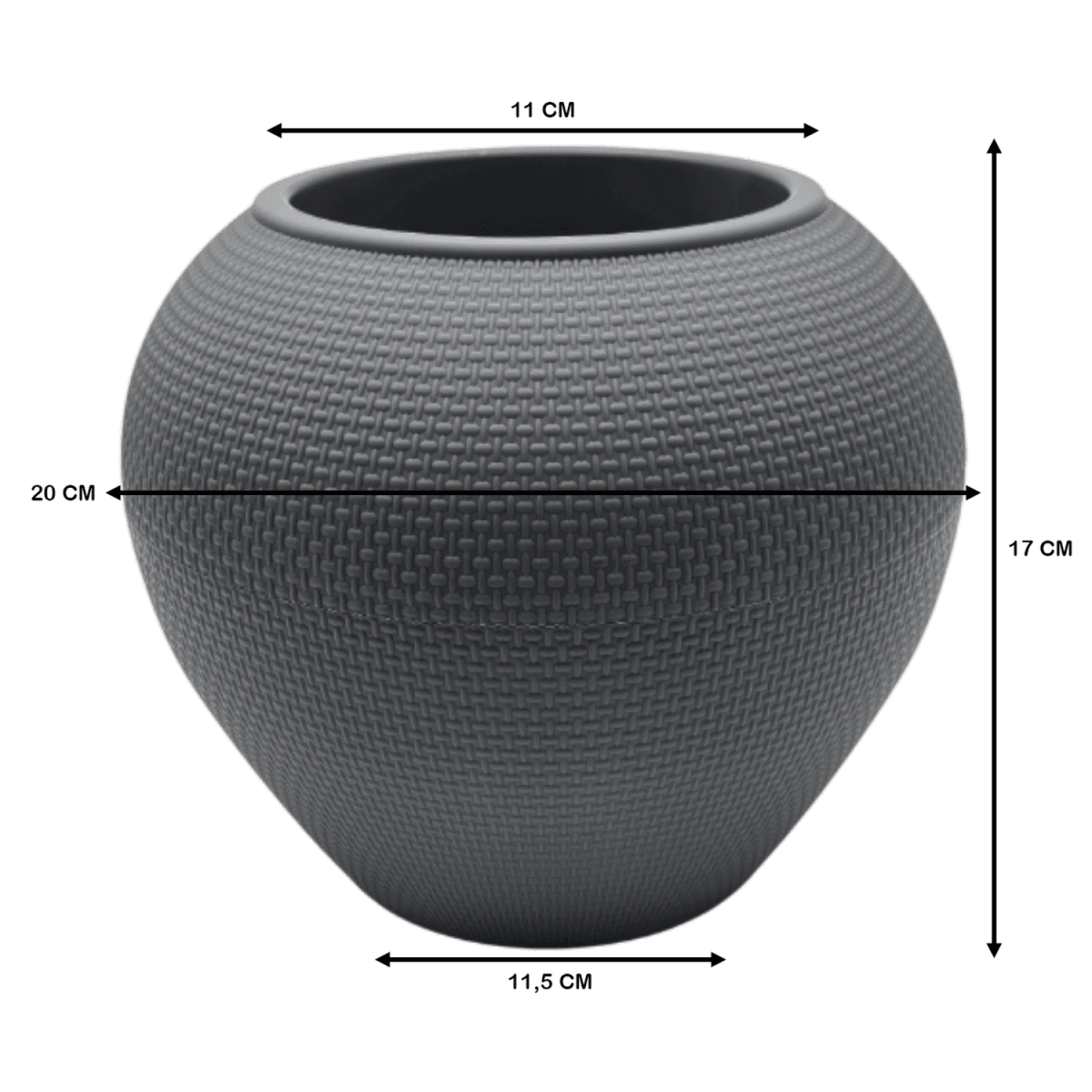 Macetero Plastico Redondo Ovalado Moderno Con Textura S - Fliperex