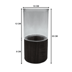 Florero Decorativo De Vidrio Cristal Liso Base de Madera - Fliperex