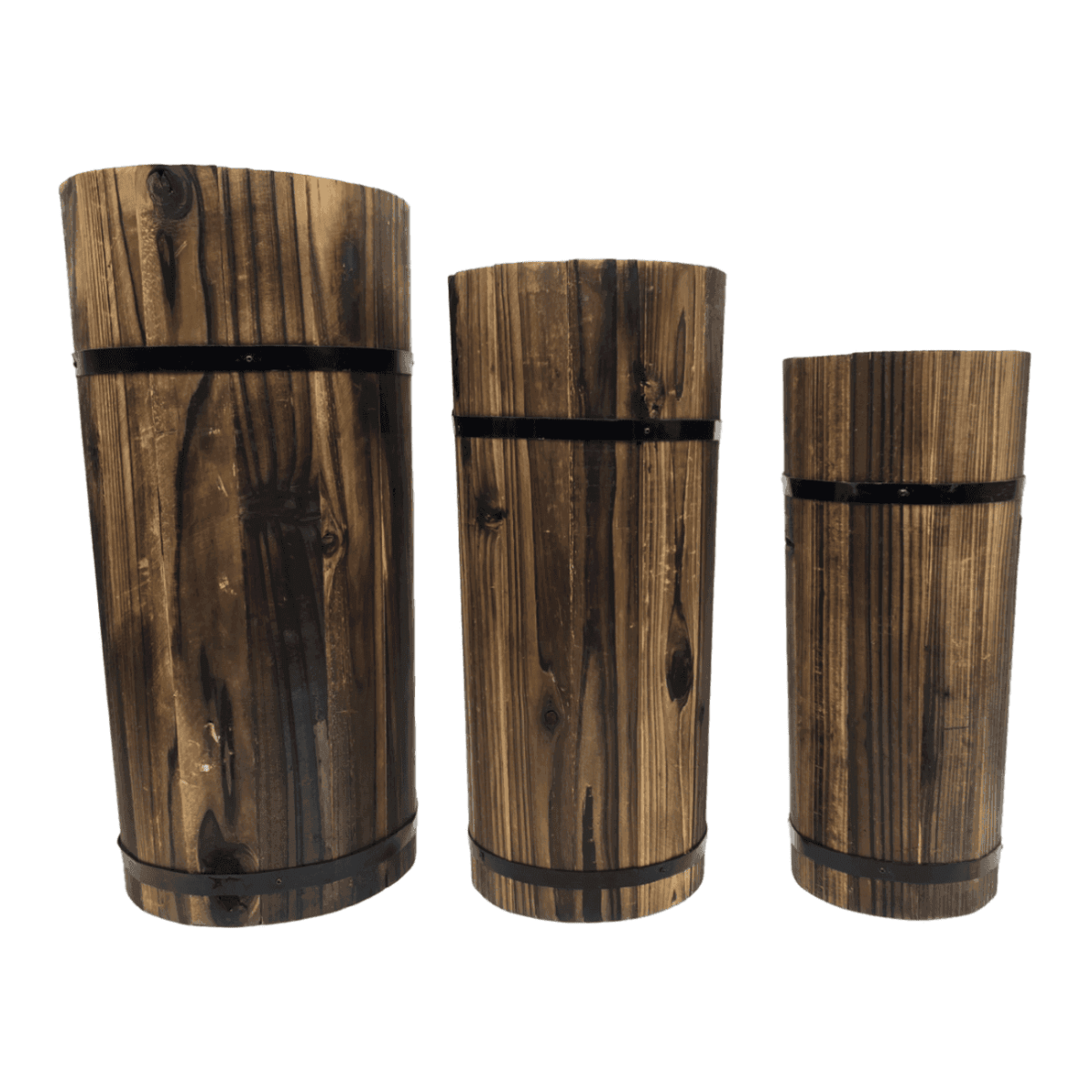 Macetero De Madera Tipo Barril Largo Alto Jardin Terraza S - Fliperex