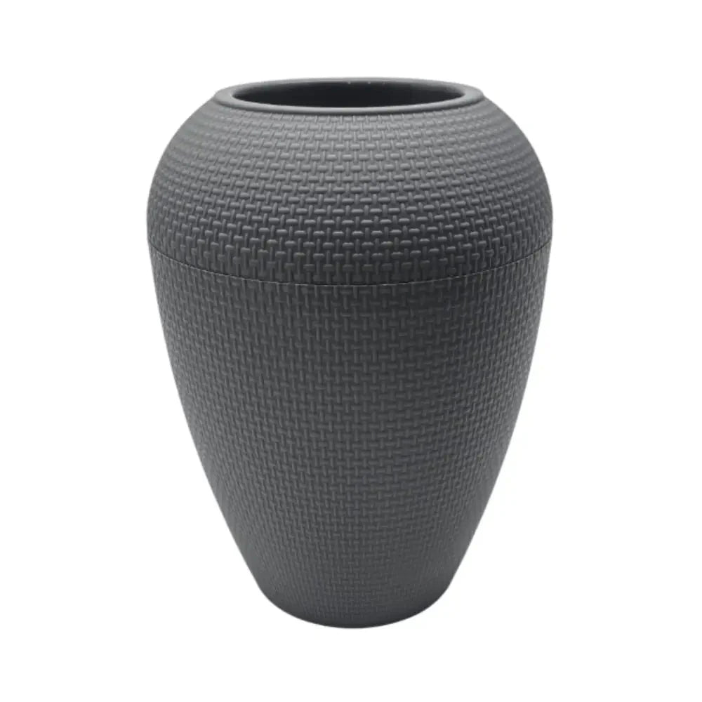 Macetero Plastico Redondo Ovalado Moderno Con Textura M - Fliperex