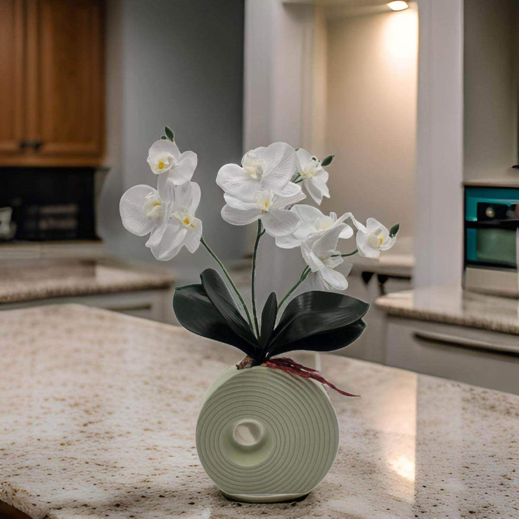 Planta Artificial Orquidea Decorativa Macetero De Ceramica M - Fliperex