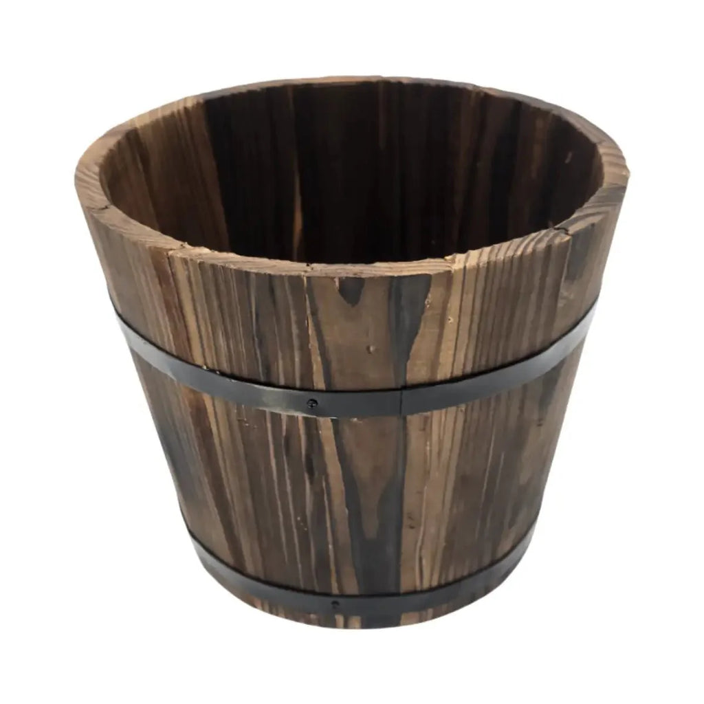 Macetero De Madera Tipo Barril Para Jardin Terraza Planta M