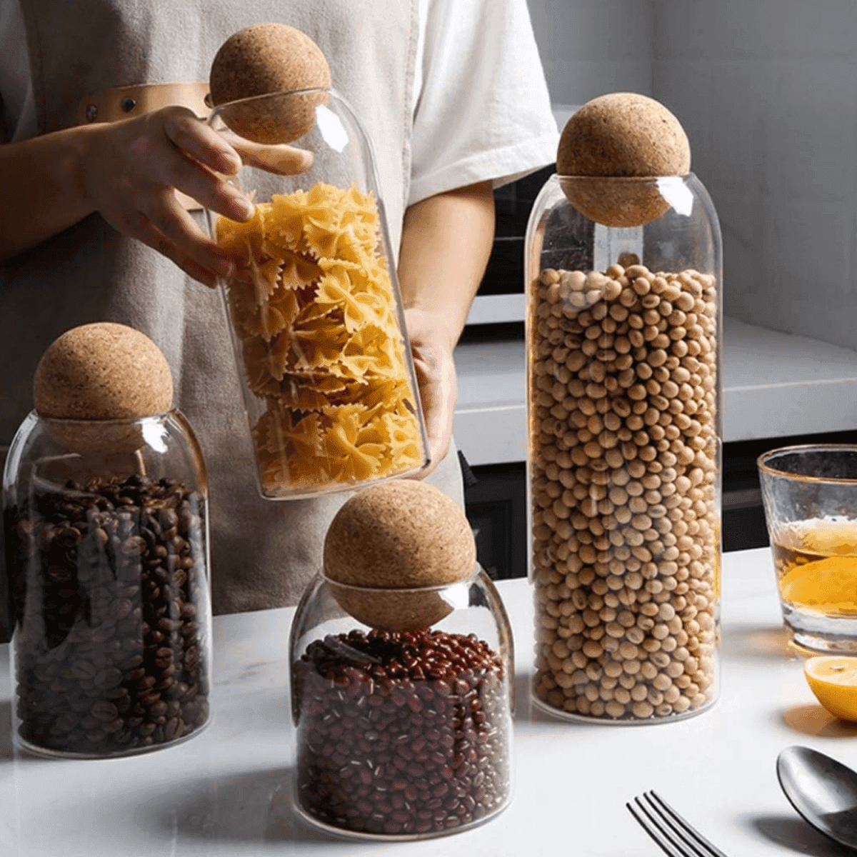 Botella Frasco Vidrio Transparente Tapa De Corcho XL - Fliperex