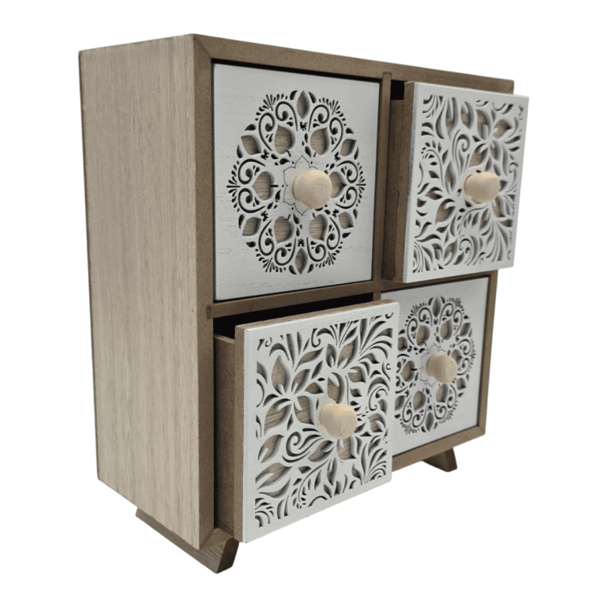 Caja Organizadora Multiuso Joyero Diseño 4 Cajones Blanco - Fliperex