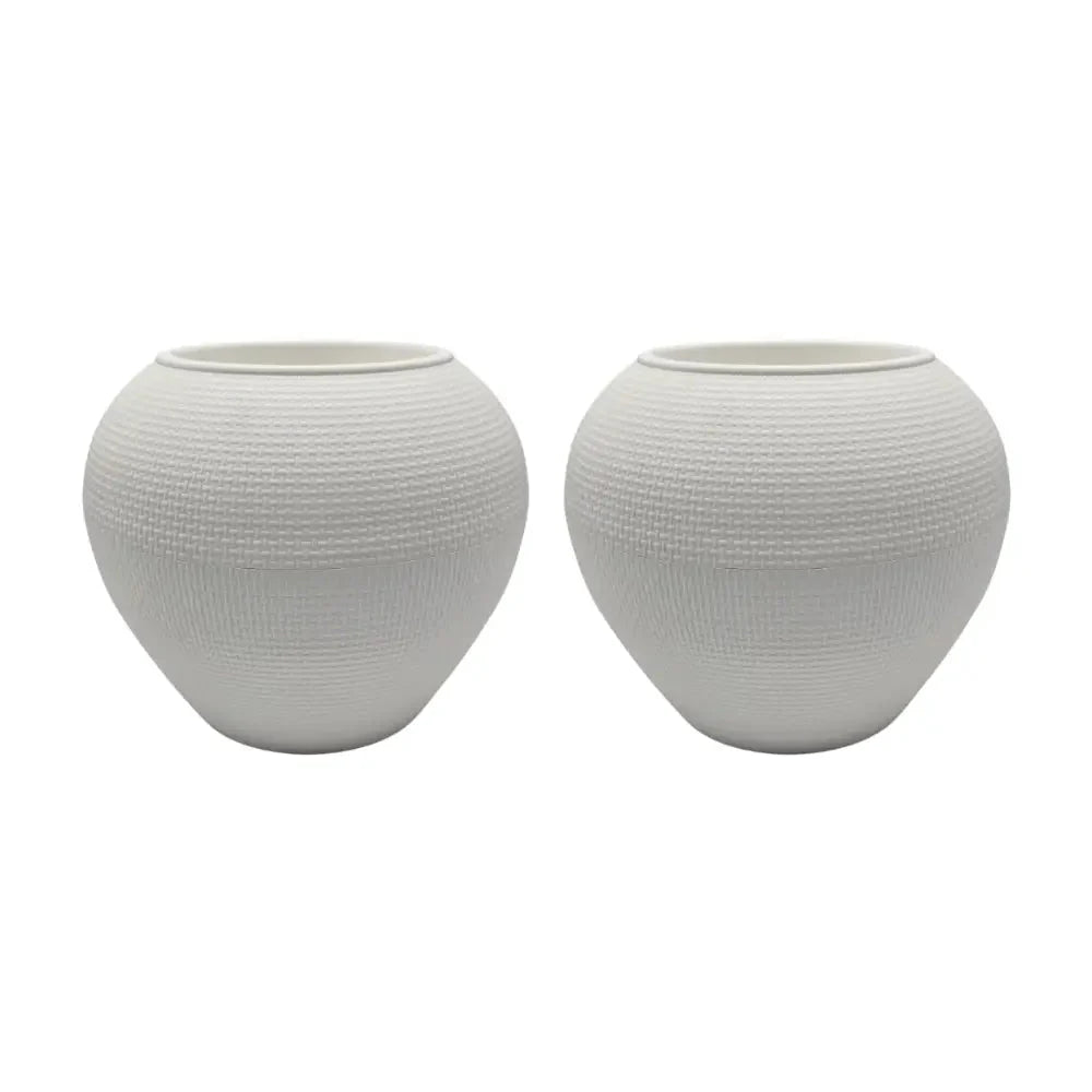 Set 2 Maceteros Plastico Redondo Ovalado Moderno Textura S - Fliperex