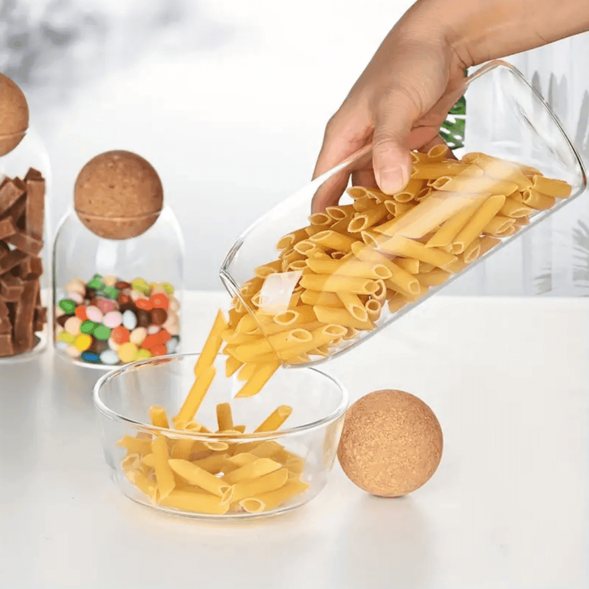 Botella Frasco Vidrio Transparente Tapa De Corcho M - Fliperex