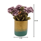 Planta Artificial Macetero Dorado Con Rosas Decorativas - Fliperex