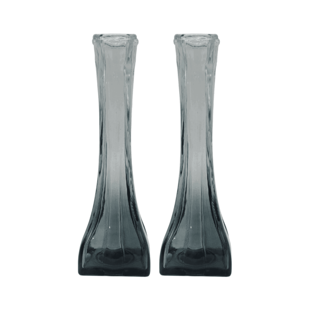 Set 2 Floreros Decorativos De Vidrio Pequeño Tonalidad Humo - Fliperex