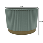 Macetero Plastico Redondo Bajo Premium Verde Base Dorado - Fliperex