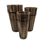 Macetero De Madera Tipo Barril Largo Bajo Jardin Terraza S - Fliperex