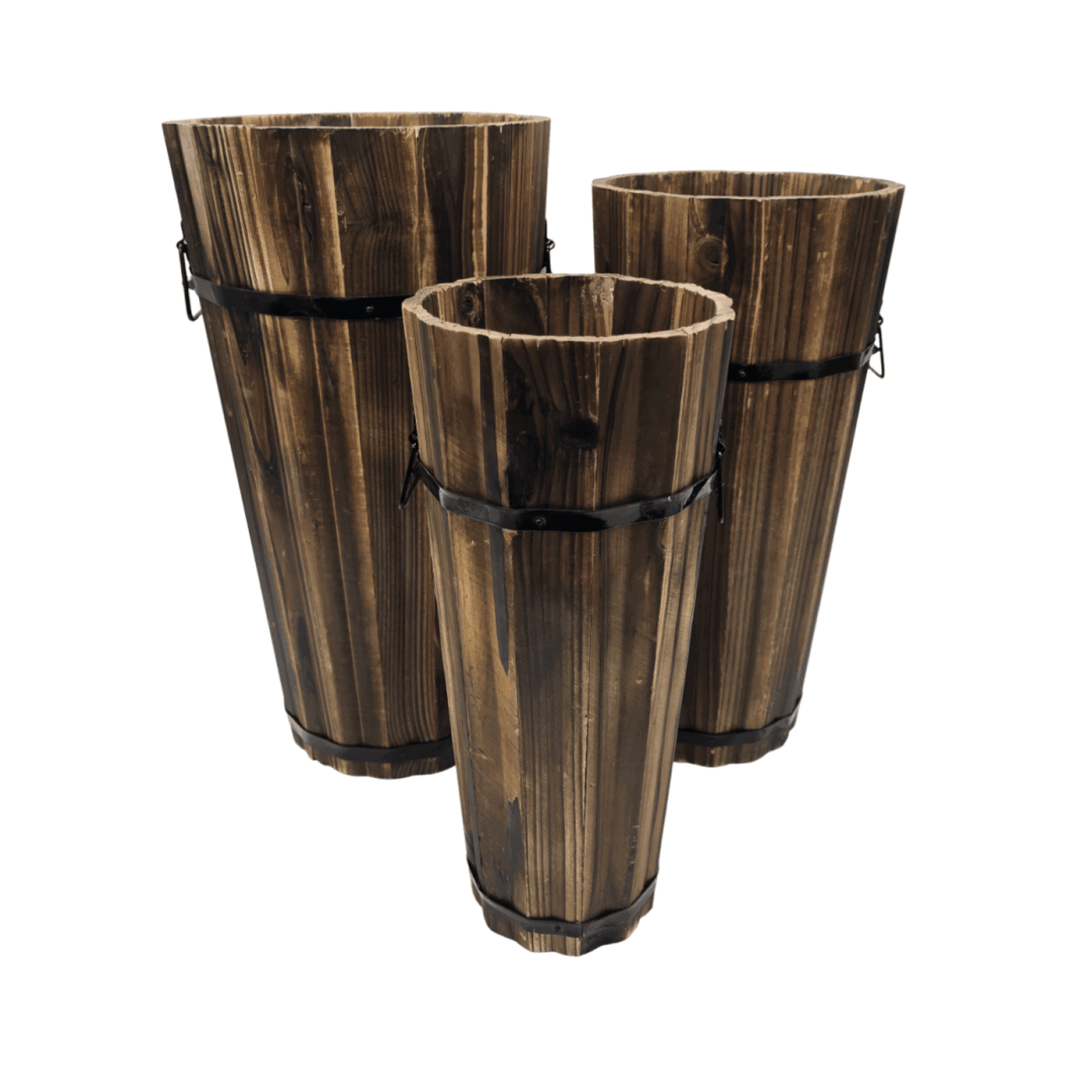 Macetero De Madera Tipo Barril Largo Bajo Jardin Terraza S - Fliperex