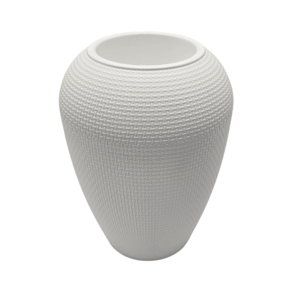 Macetero Plastico Redondo Ovalado Moderno Con Textura M - Fliperex