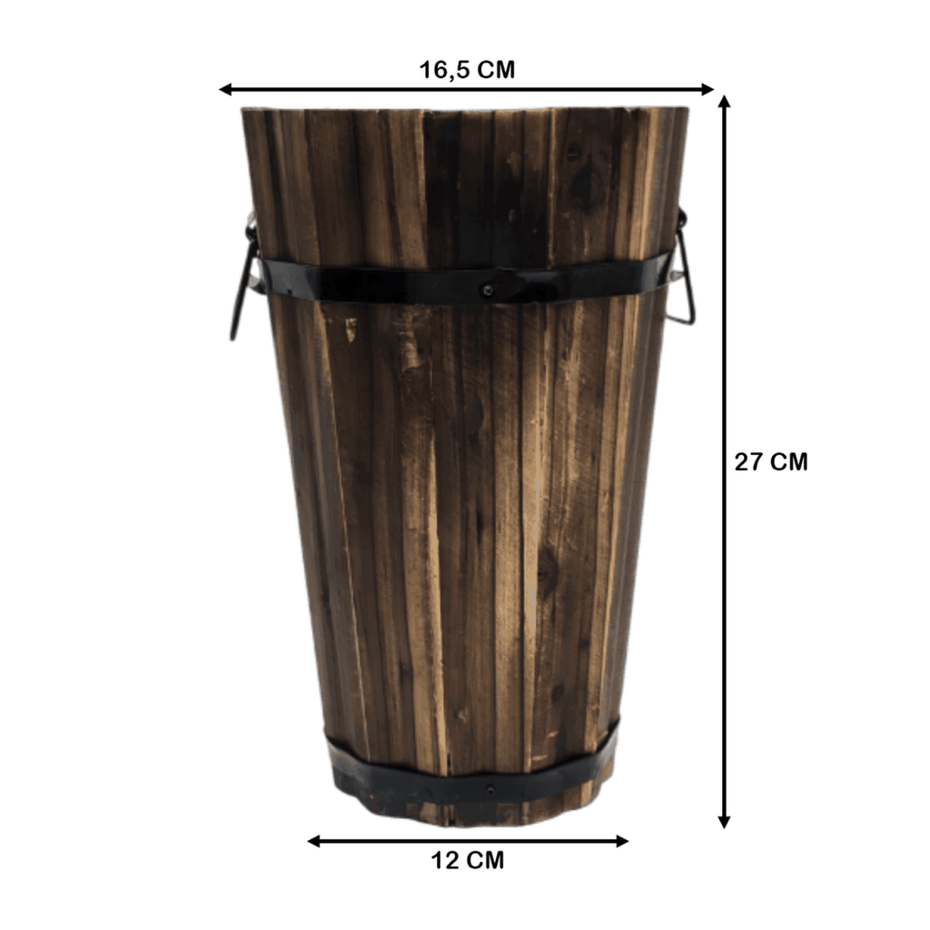 Macetero De Madera Tipo Barril Alargado Jardin Terraza S - Fliperex