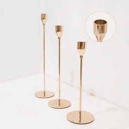 Set 3 Candelabros Porta Velas Dorado Decora Centro De Mesa - Fliperex