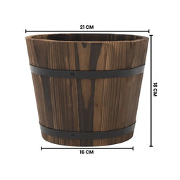 Macetero De Madera Tipo Barril Para Jardin Terraza Planta M
