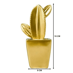 Adorno Cactus De Resina Dorado Decoracion Mesa Oficina D2 - Fliperex