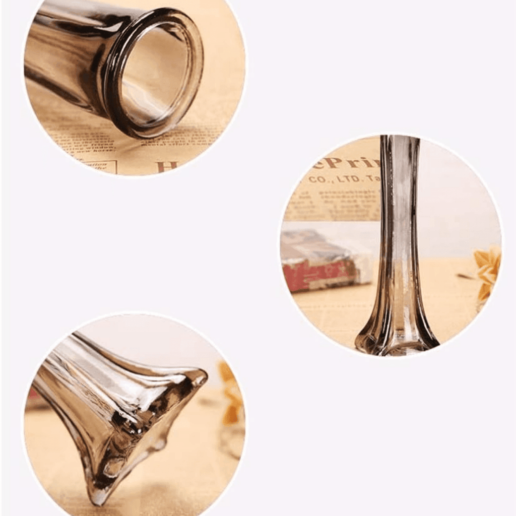 Set 3 Floreros Decorativos De Vidrio Pequeño Tonalidad Humo - Fliperex