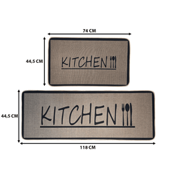 Set 2 Alfombras De Cocina Goma Antideslizante Diseño Kitchen - Fliperex
