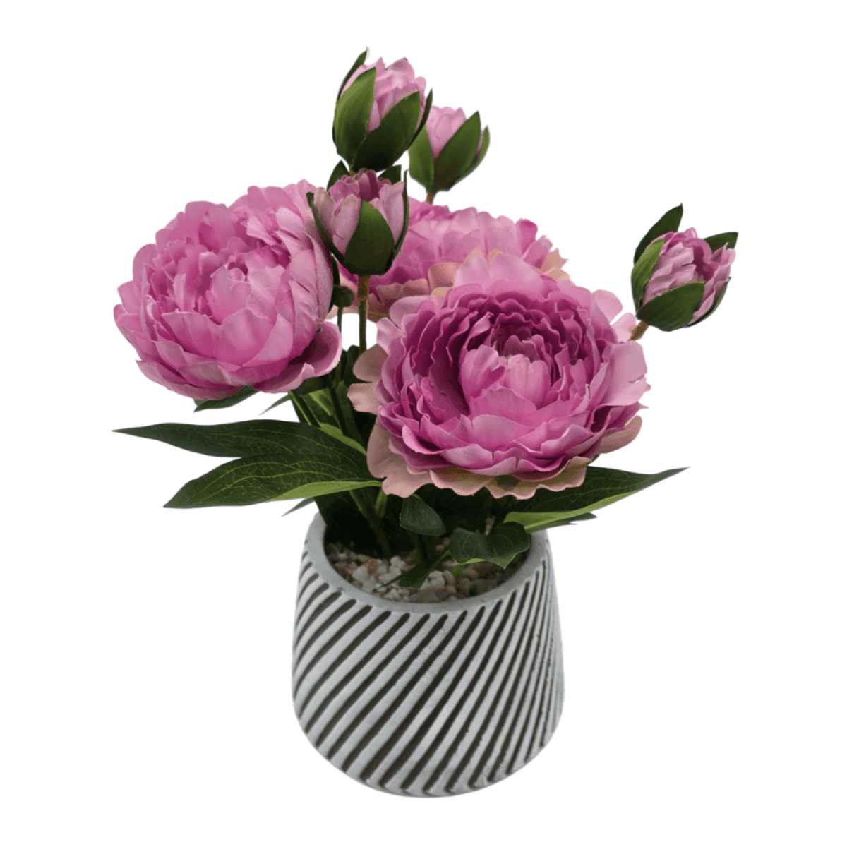 Planta Artificial Macetero a Rayas Con Rosas Decorativas - Fliperex